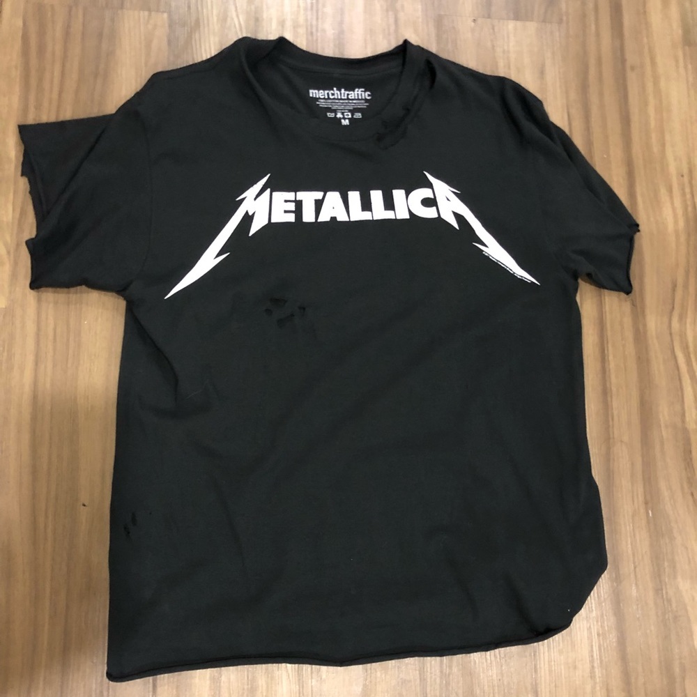 Distressed band tee